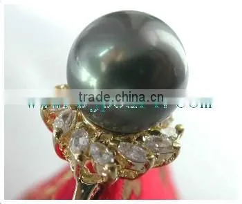18K gold ring diamond ring and seawater pearl ring
