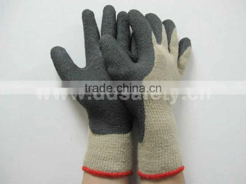 DDSAFETY 2017 10 Gauge Soil Color T/C Gloves Napping Lining Glvoes With Black Latex