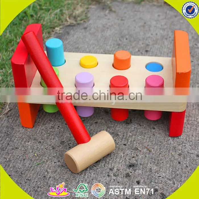 wholesale educational Wooden colorful knocking toy, intelligence knocking toy,wooden pounding bench toddler toy W11G018