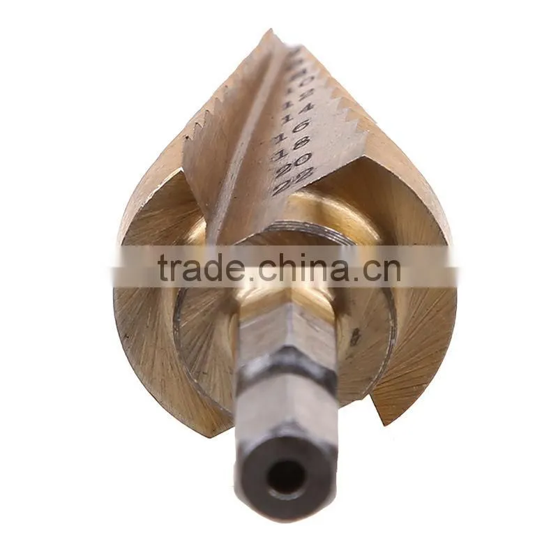 Metal drilling round shank straight flute hss step drill bit set