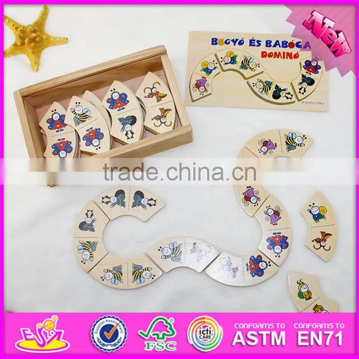 2016 hot sale funny children wooden domino toy W15A063