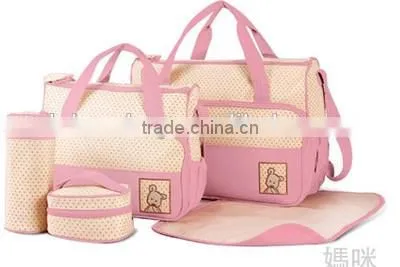 Wholesale Durable 5pc Set Baby Diaper Bag with Polyester