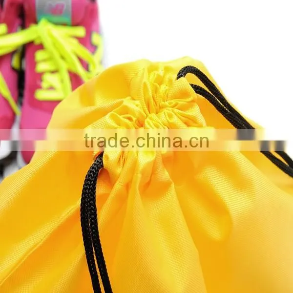 Black Nylon Drawstring Bag, Knapsack, Backpack.