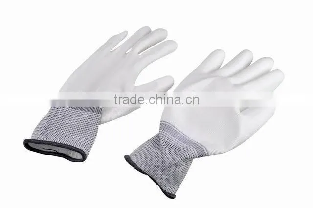 White pu coated gloves in PE bag