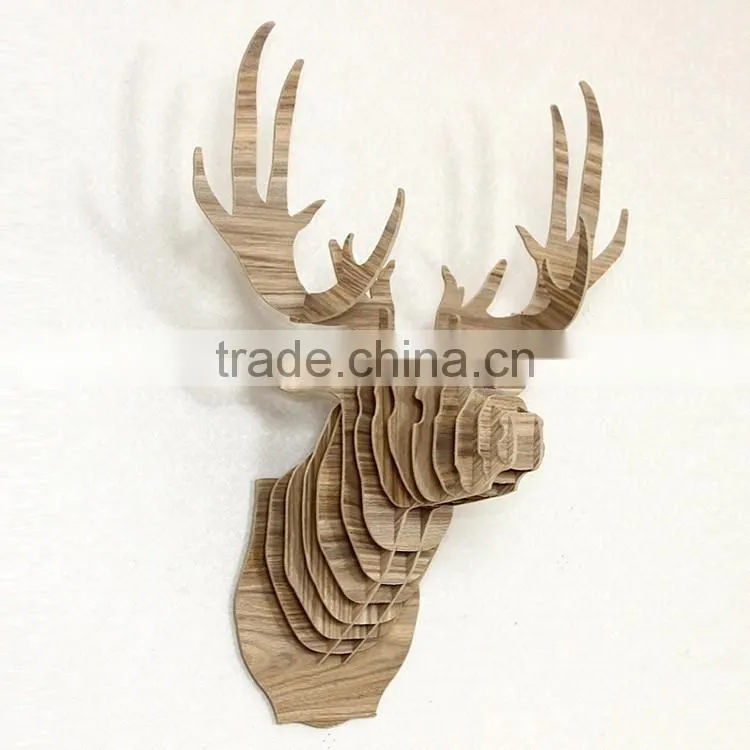 carved wooden deer head decoration wholesale