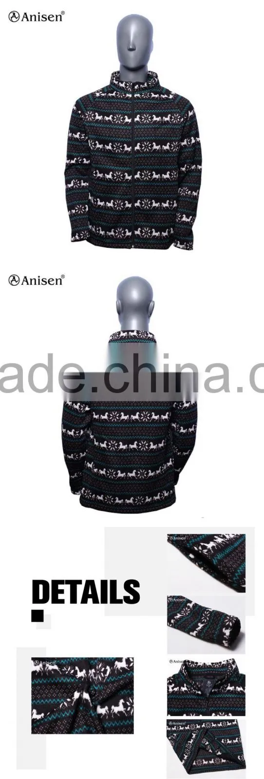 2016 oem service high quality style 100% polyester printing men polar fleece jacket