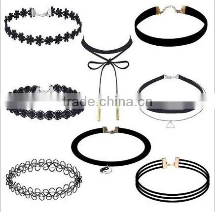 vintage metal flower charms choker necklace diy Ethnic style charms short necklace for women