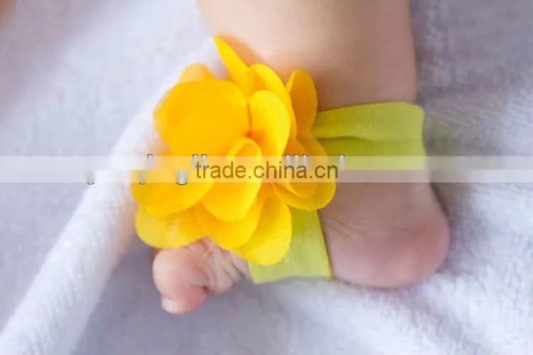 2013 fashion Elastic Barefoot Sandals For Infant Babies Cute Yellow Barefoot Sandals for Baby