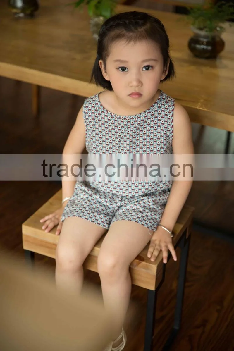 new fashion girl sleeveless set chifon blouse set for baby girl printed flower dress jumpsuit