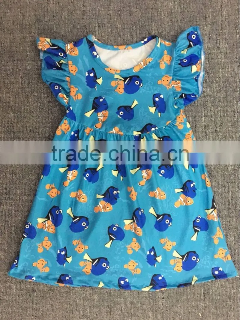 2017 new design children girl dress childrens clothing clownfish dress