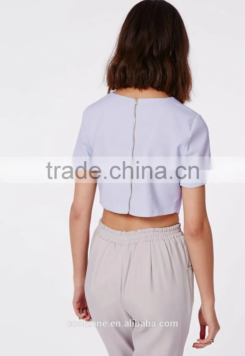 Hot selling wrap front baby blue crop top wholesale women tank tops