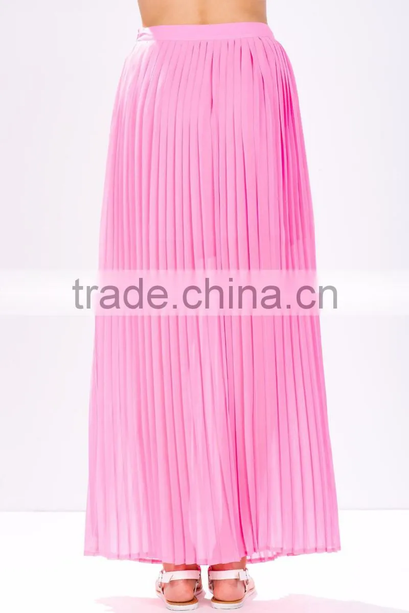2015 Hot sale pleated skirts design elegant long maxi skirt for women