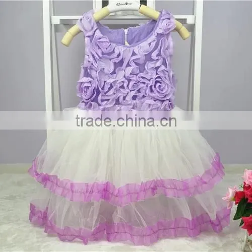2016 New Girl Dress Rose Three Layers Tutu Princess Dresses Child Clothing Kids Product Free Shipping GD40731-13