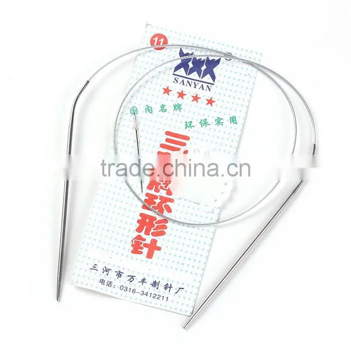 Custom Silver Tone Stainless Steel Circular Knitting Needles 81cm(31 7/8") long long, Needle Thickness: 3mm( 1/8")