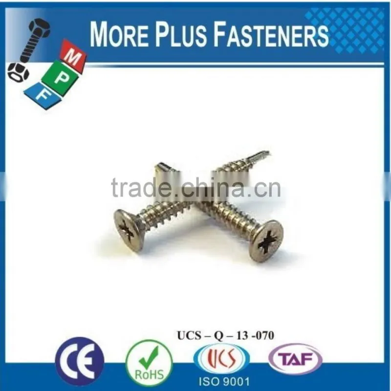 Made in Taiwan Philips Recess Flat Head Countersunk Self Drilling Screw Stainless Steel of Carbon Steel Zinc Plated orPhosphated