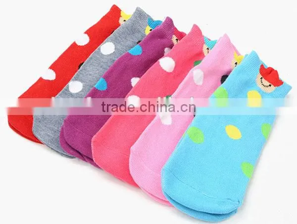 pretty polka dot smile style women cotton socks