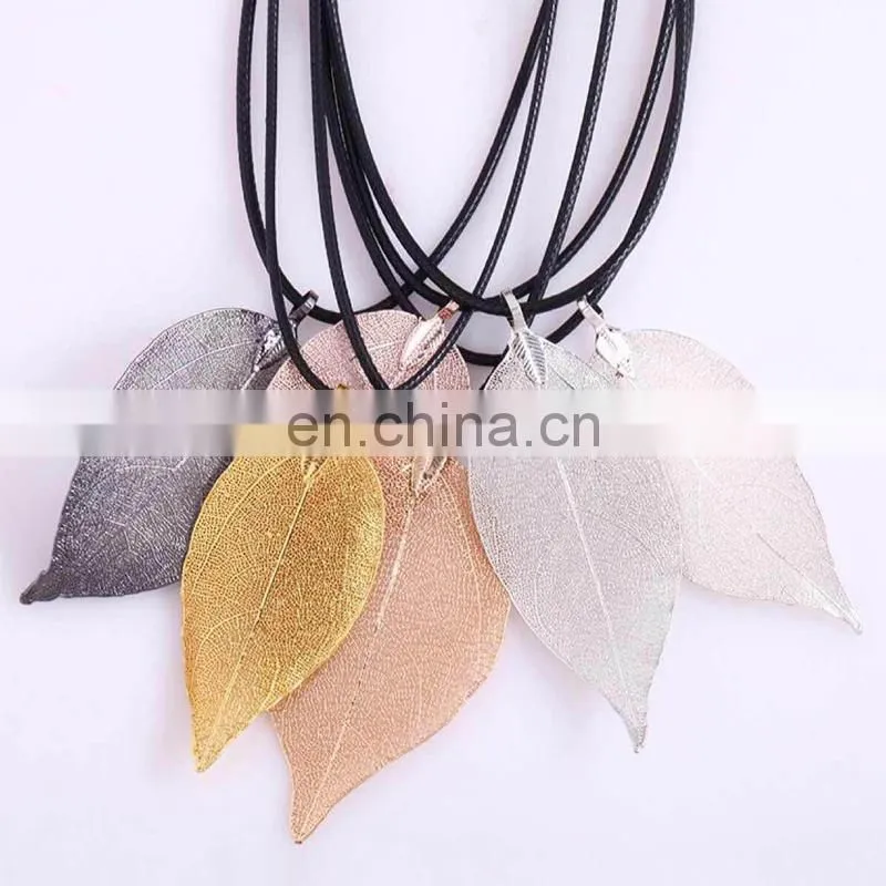 Fashion Real Natural Leaf 24K Gold Leaf Earring
