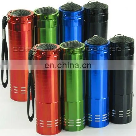 9LED mini logo led outdoor flashlight(AAA batteries changeable,tail switch,laser logo,CE,RoHS approval)