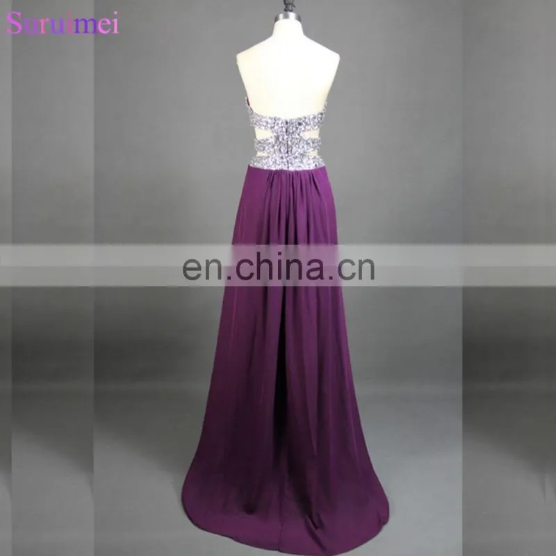 New Bling Bling High Quality Black Long Prom Dresses Best Selling Sexy Sweetheart Beaded Side Slit Girls Formal Dresses WH518