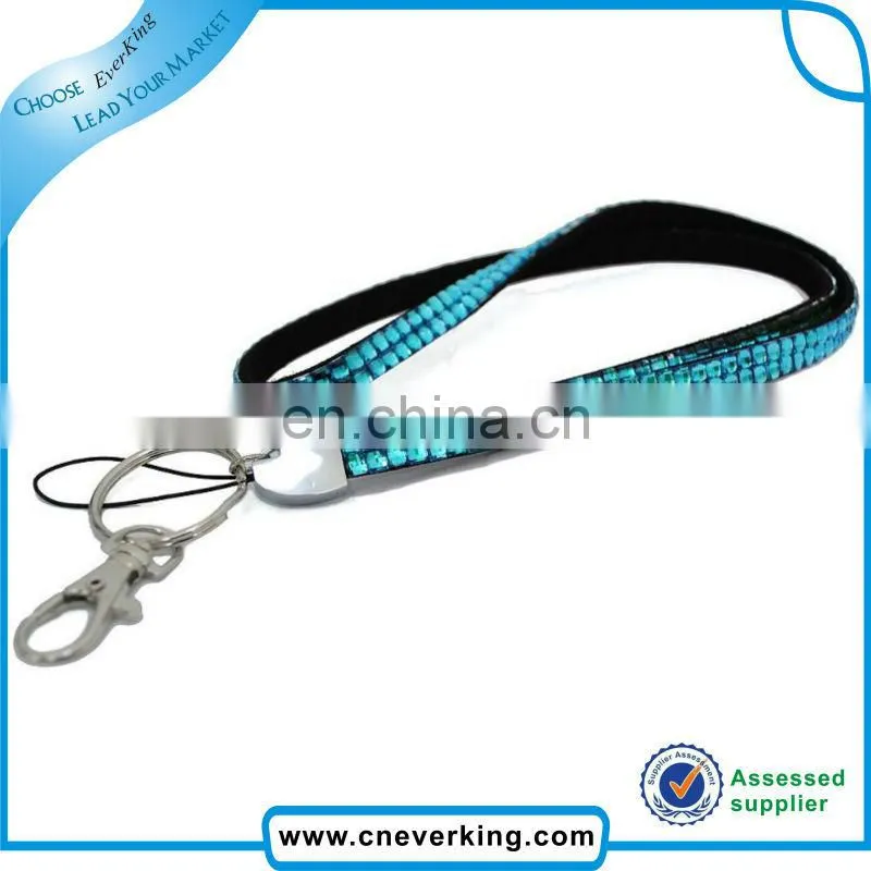 Fasion red blue and white crystal rhinestone lanyard