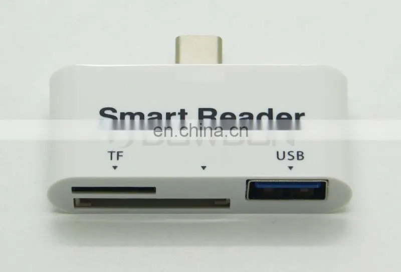 USB-C Card Reader 3 in 1 Type C USB 3.1 5 Gbps TF SD Card Reader Type-C with USB 3.0 Port/TF/SD Smart Adapter for MacBook