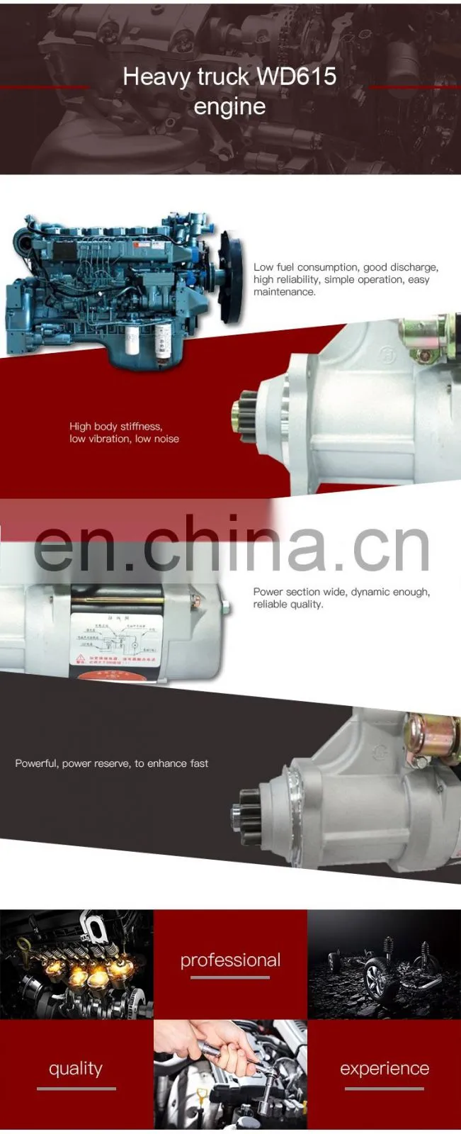 Sinotruk 6 cylinder fuel engine wd615.96e