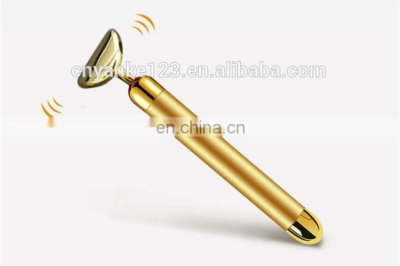 Vibrator T shape 24k gold beauty bar skin care mini vibrator roller