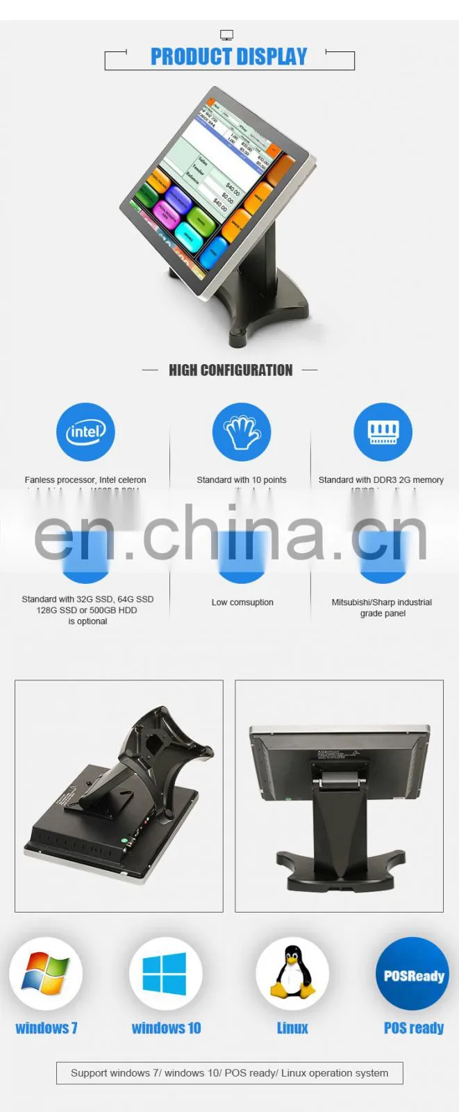 China Manufacturer Direct Sale 12 inches I5 All- in -one Touch Screen Computer POS Cash Register