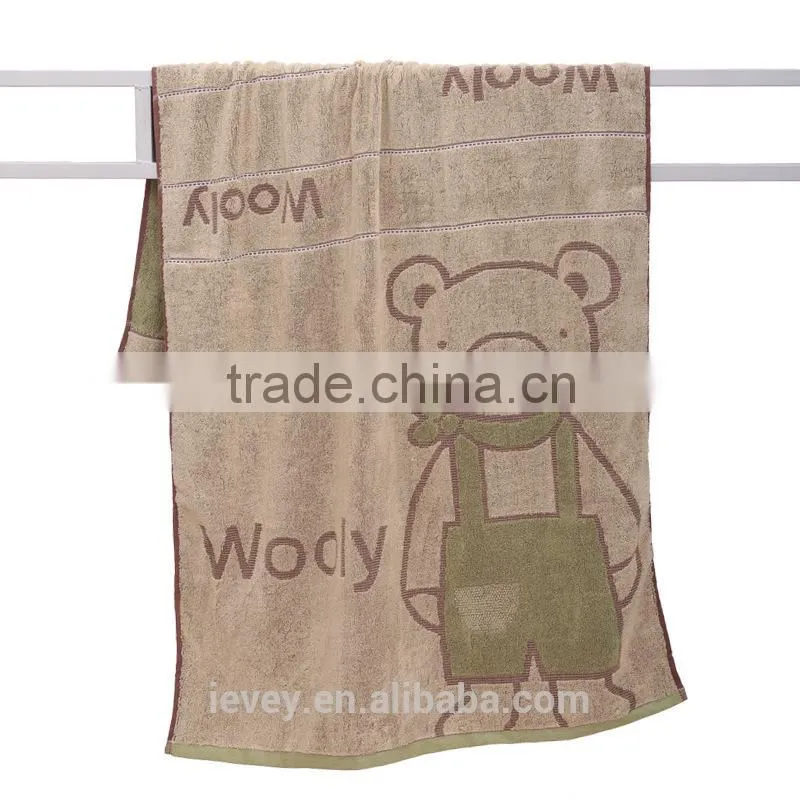 Best quality 100%cotton for kids cartoon bear design baby french terry knitting fabric quick-dry towel