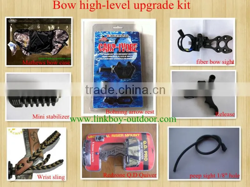high-level compound bow upgrade kit w/sight stabilizer arrow rest quiver wrist sling peep sight release case archery hunting