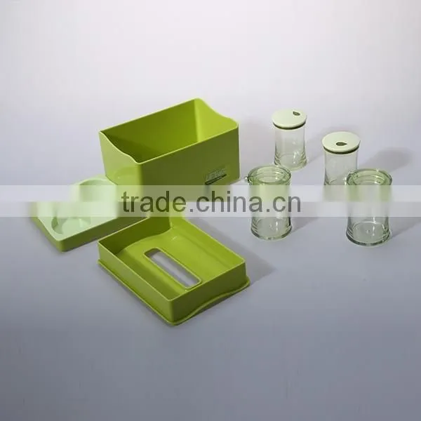 Rectangle plastic napkin box with condiment box 5 pcs/set