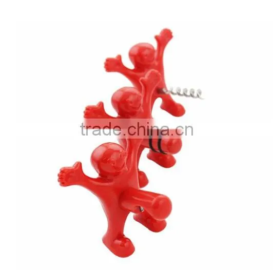 Creative Wine Accessories Red Men Bottle Opener, Corkscrew and Stopper