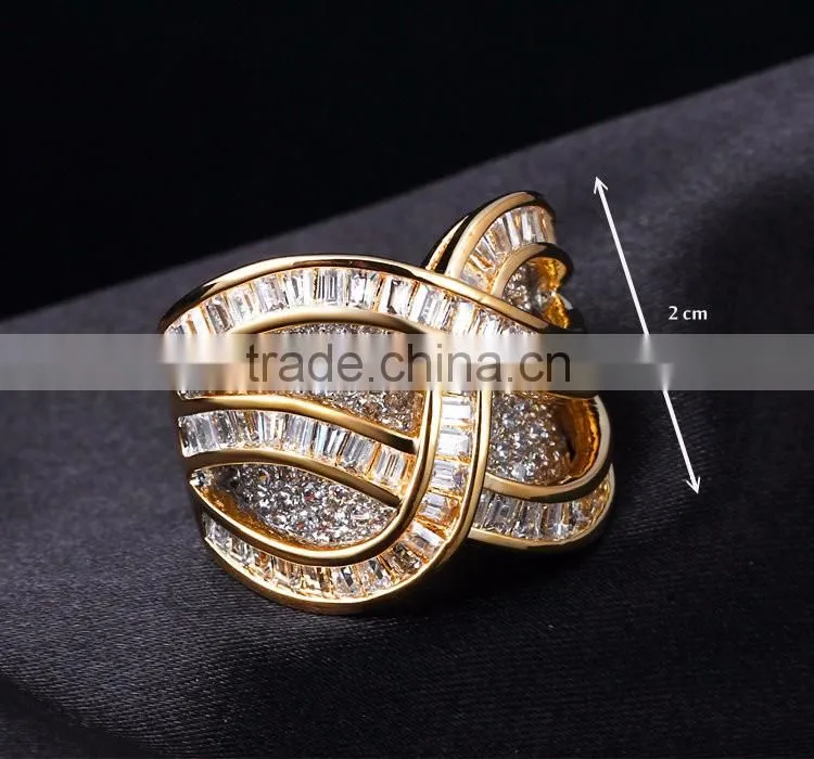 New Product 2017 Unique Jewelry Design 3D Look Zircon Channel Set Deluxe Lady Ring