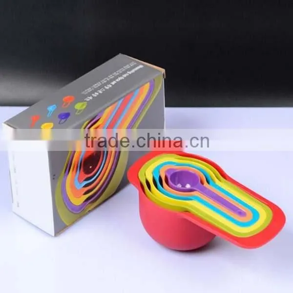 Amazon supply FDA approved rainbow plastic powder carved measuring spoons and cups set of 6pcs 138g ABS measuring spoons