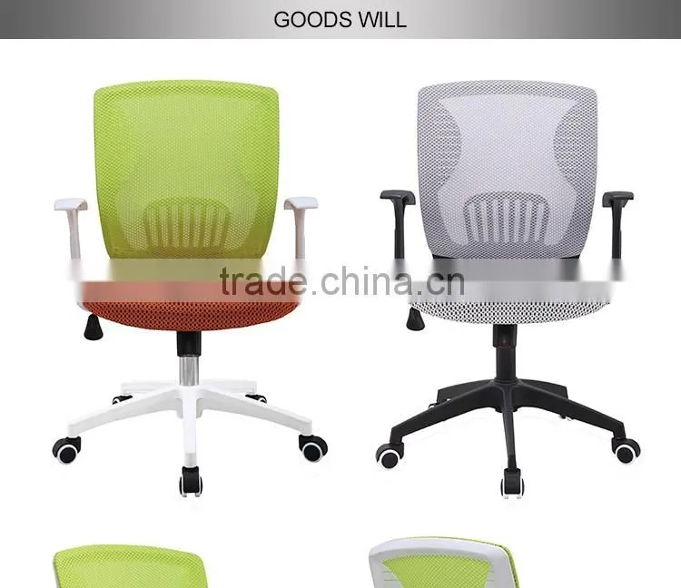 latest durable practical BIFMA middle back mesh SS leg factory customizable direct sell green material office chair