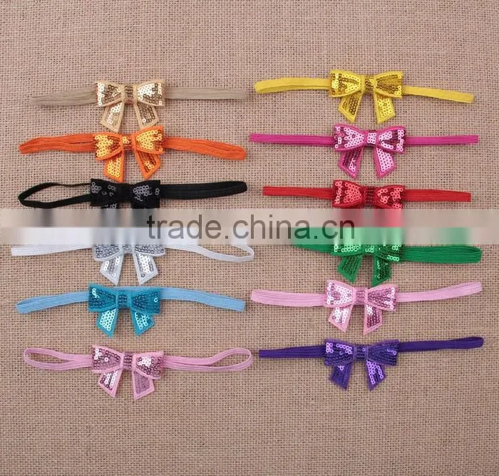 Fashion girls sequin big bow hairbands cute infant toddler girls headwear kids hair accessory wholesales mixed colors