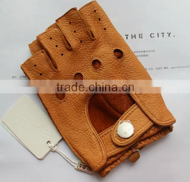 new 2016 buckskin fingerless fashion leather driving glove