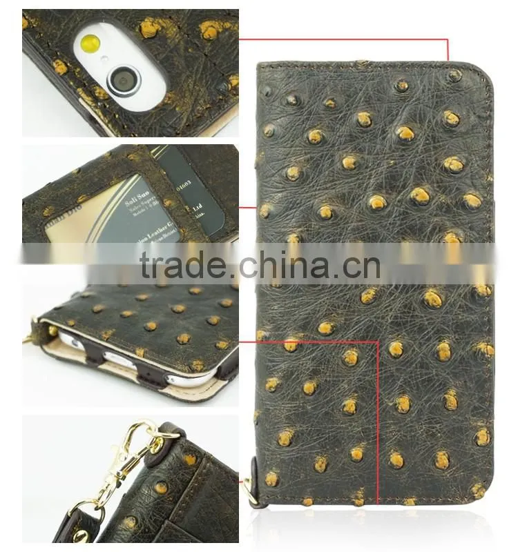 High Quality Wholesale Ostrich Skin Leather Phone Cases for iphone 6
