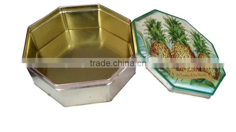 Fashionable polygon shape metal tin box