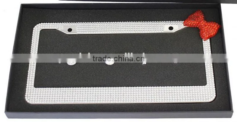 Bling Crystal License Plate Frames red bow