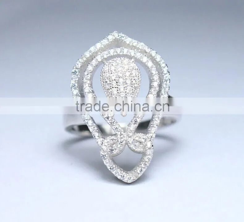 Crown Hollow Shape With AAA Cubic Zirconia Stone 925 Silver Party Rings