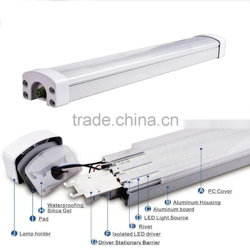 2015 SMD2835 4ft led tube light fixture tri-proof 36w with ip65 japanese tube housing lighting