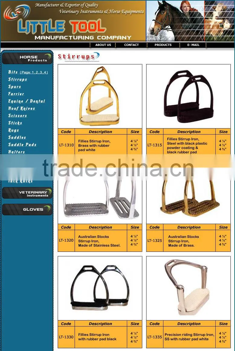 Fillies Stirrup Iron, Brass with rubber pad white, Horse Stirrups- Horse Ridding Products