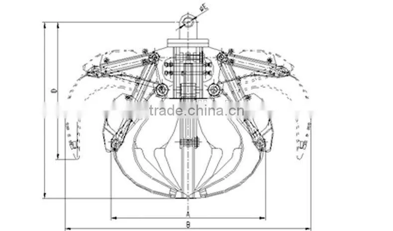 Hydraulic clamshell Excavator grab bucket for discharge rock scrap