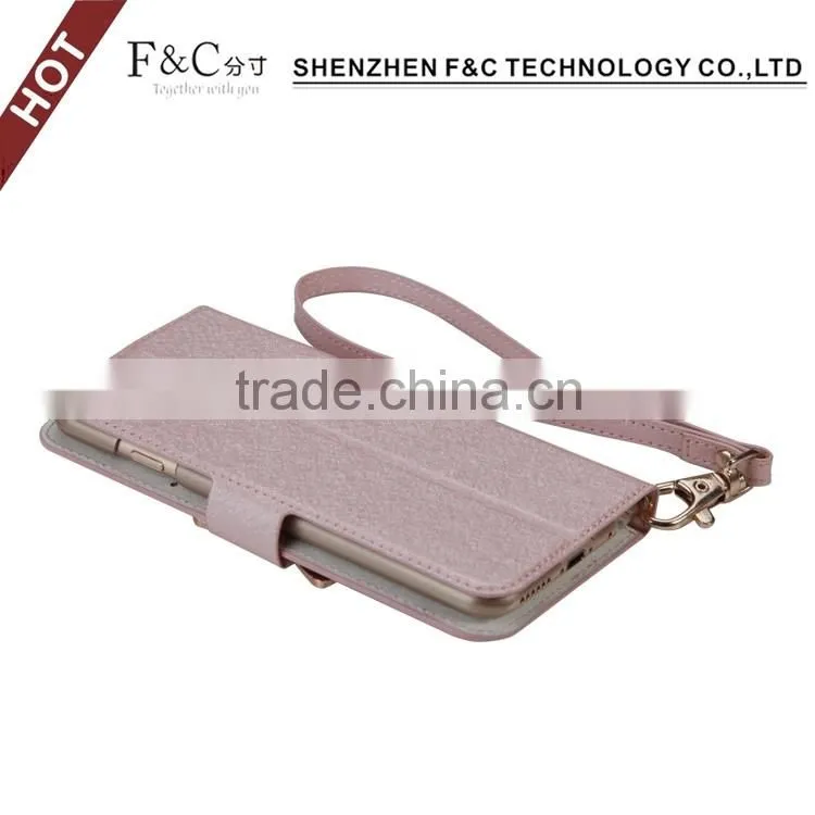 Lady use pink pu leather Mobile Phone Accessories, stand wallet cover for iphone 7 case with card slots and cash pocket