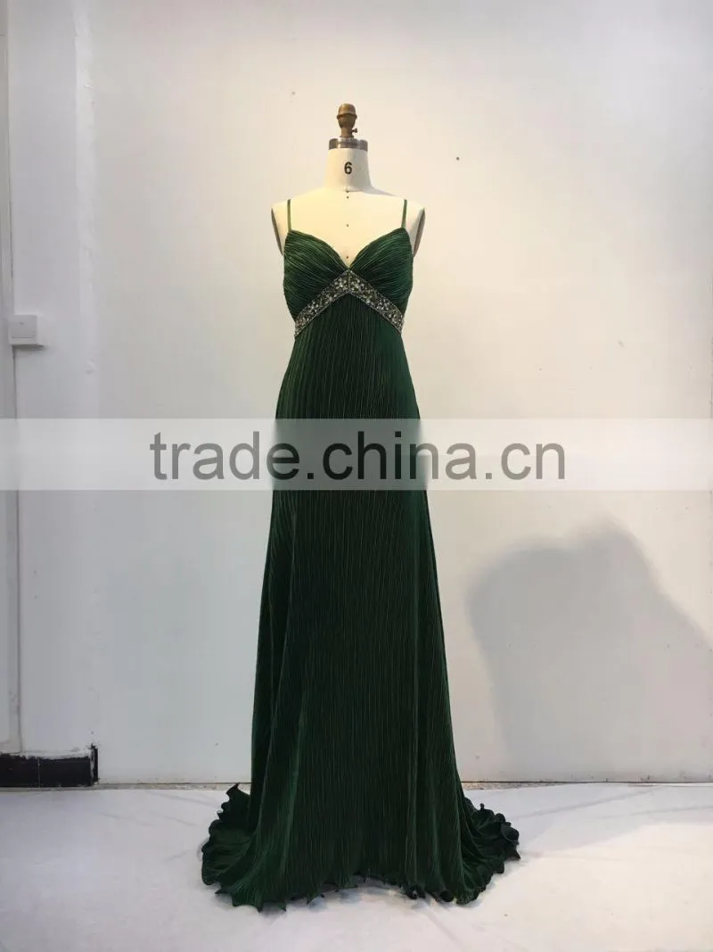Floor Touching Chaozhou Emerald Green Evening Dress in China