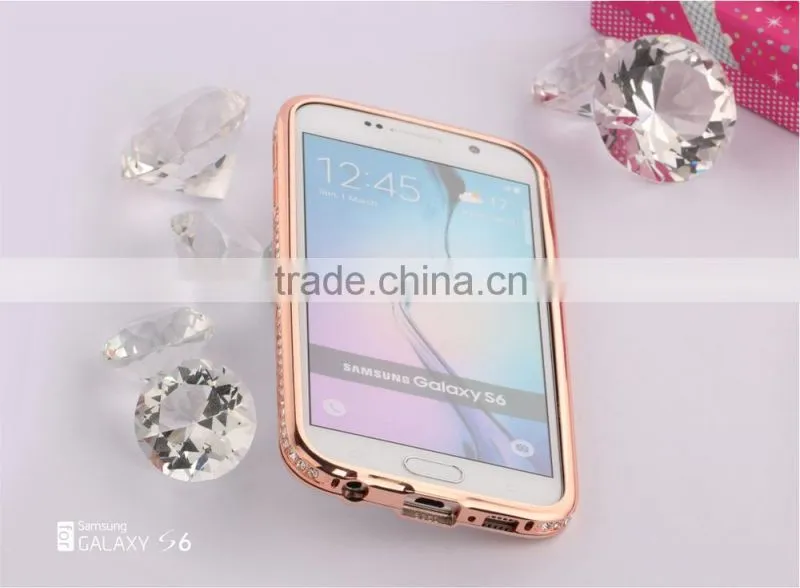 SHENGO High Quality Metal Crystal Phone Bumper Case for Samsung Galaxy S6