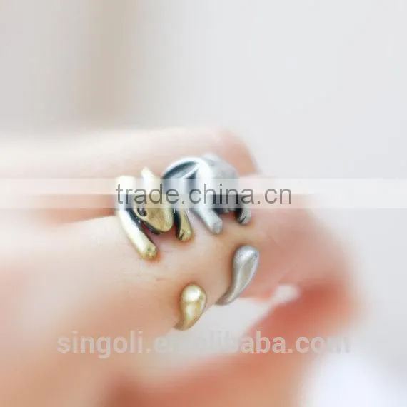 bunny adjustable ring rabbit burnished ring animal wrap ring