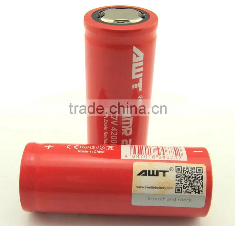 AWT Authentic 26650 60A 4200mah 3.7v e cig bull energy subox vape case battery ,camera battery,battery operated toy car battery