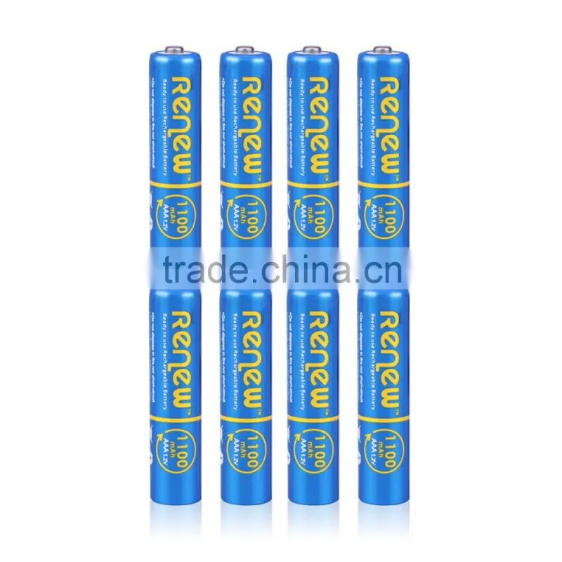RENEW brand Ready-To-Use NiMH 1100mAh AAA Rechargeable Batteries, 8 Pack